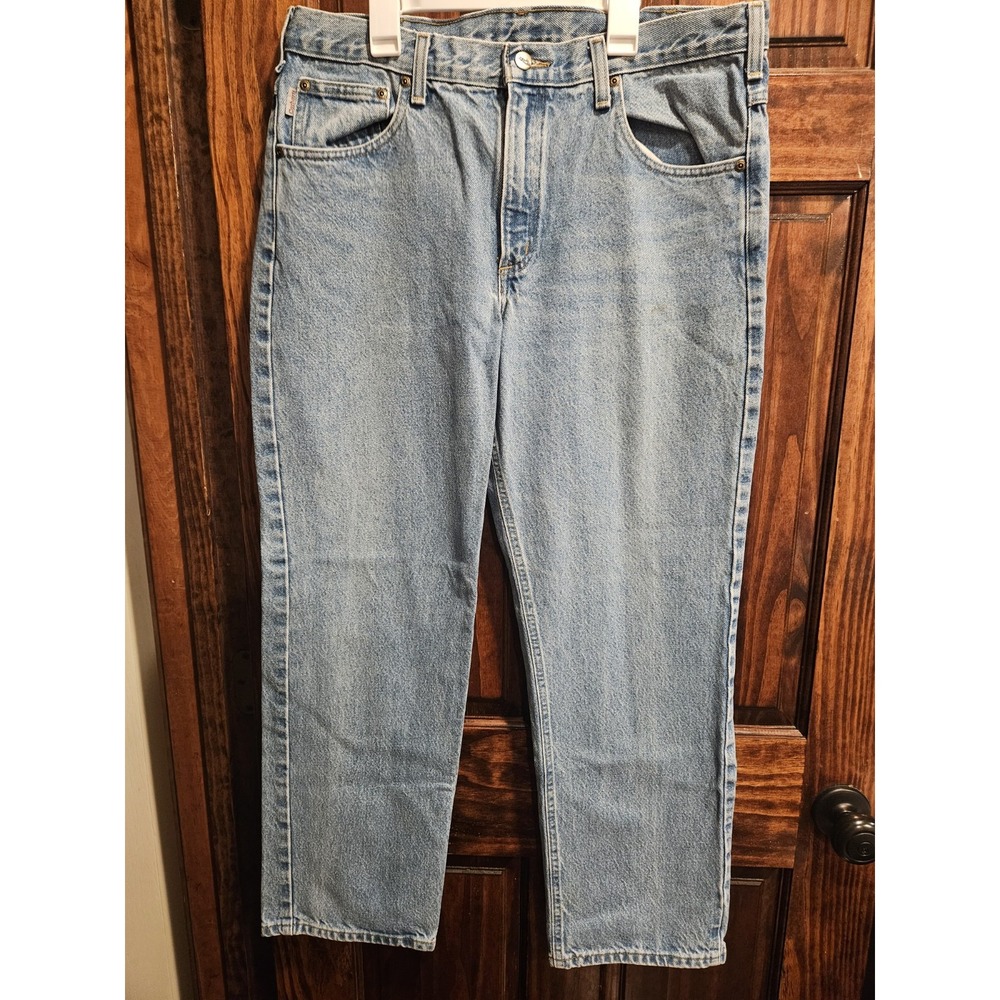 Carhartt Mens Denim Jeans 36x30 Traditional Fit Light Wash Blue B180 STW